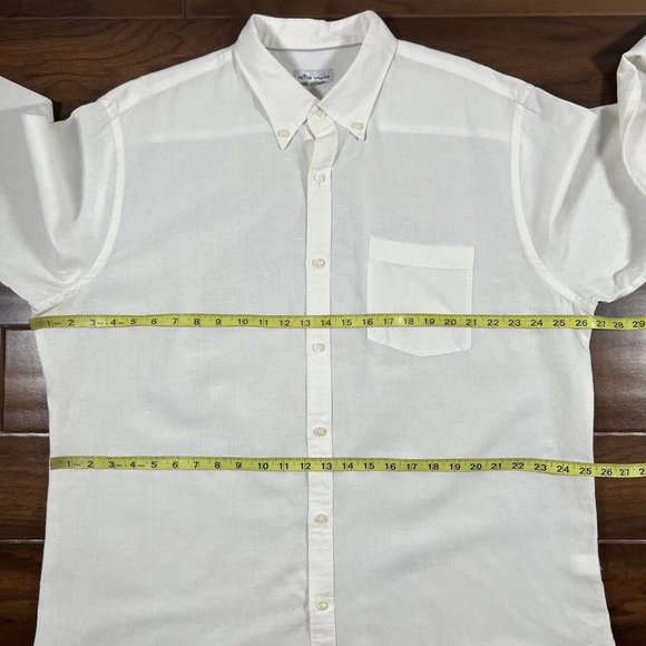 Peter Millar Men's Size XL Solid White Linen Cotton Silk Button Up Shirt - Picture 5 of 11